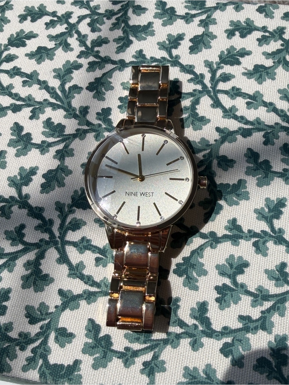 Nine West Rose Gold Rhinestone Watch | Classic Metal Bracelet Watch